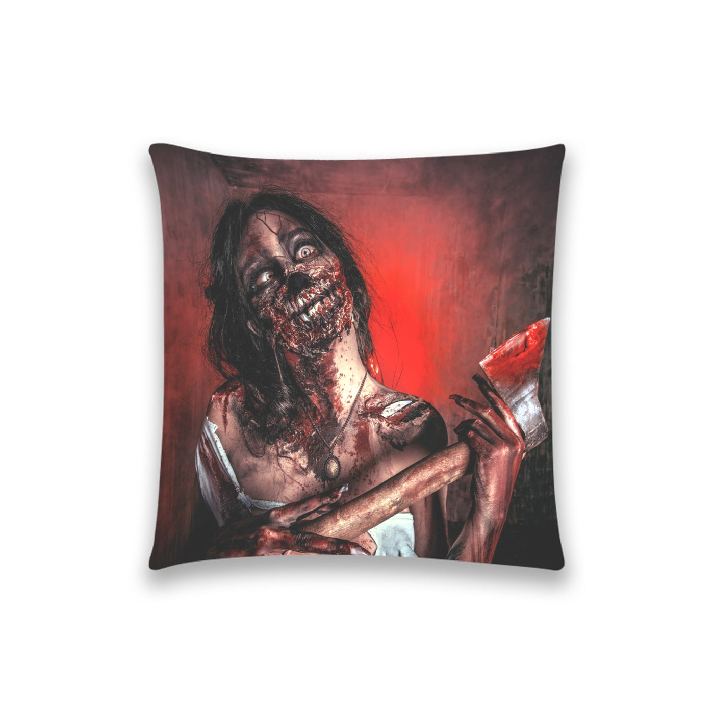 Dark Slate Gray Zombie With An Ax Horror Art | Pillow Case