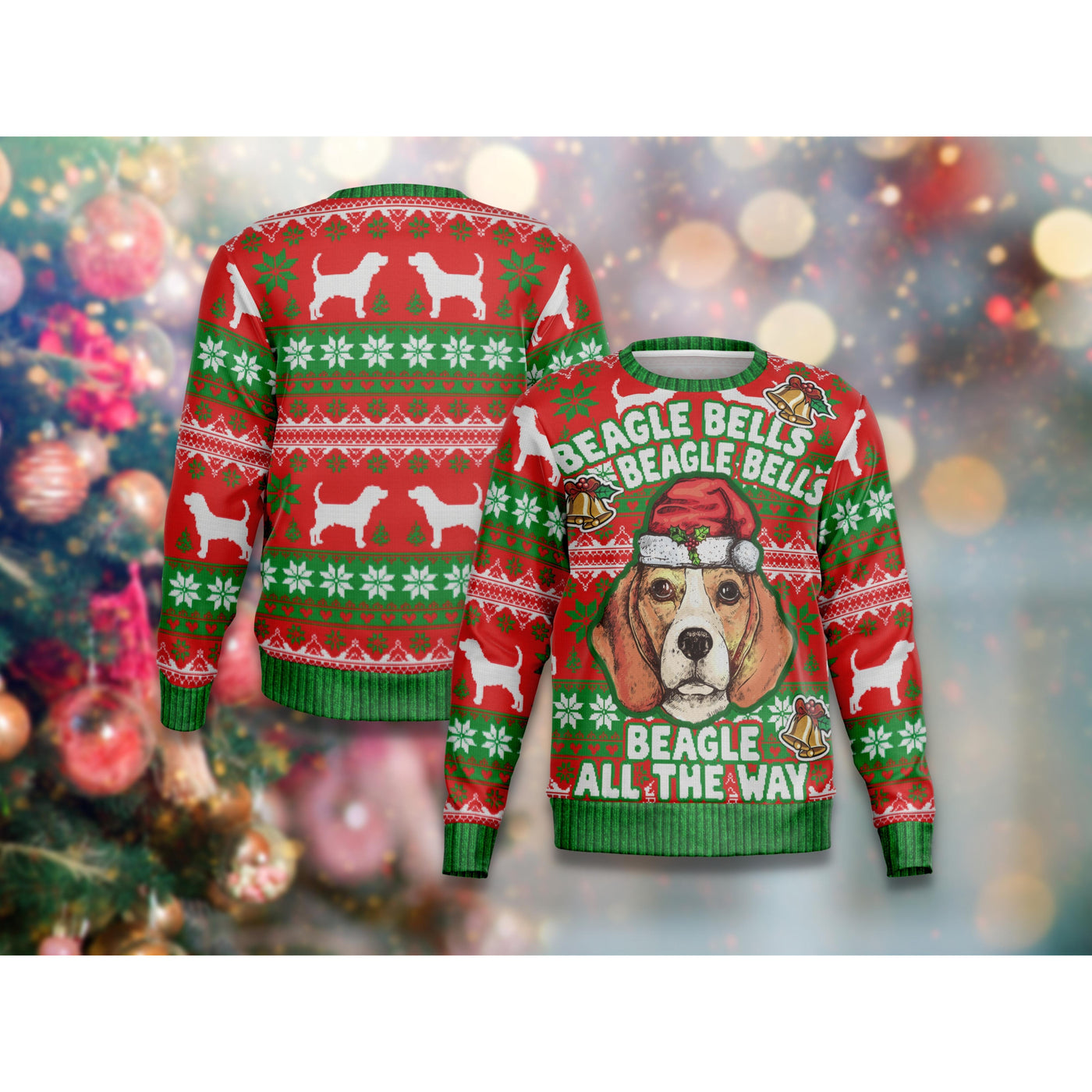 Rosy Brown Beagle Bells | Ugly Xmas Sweater