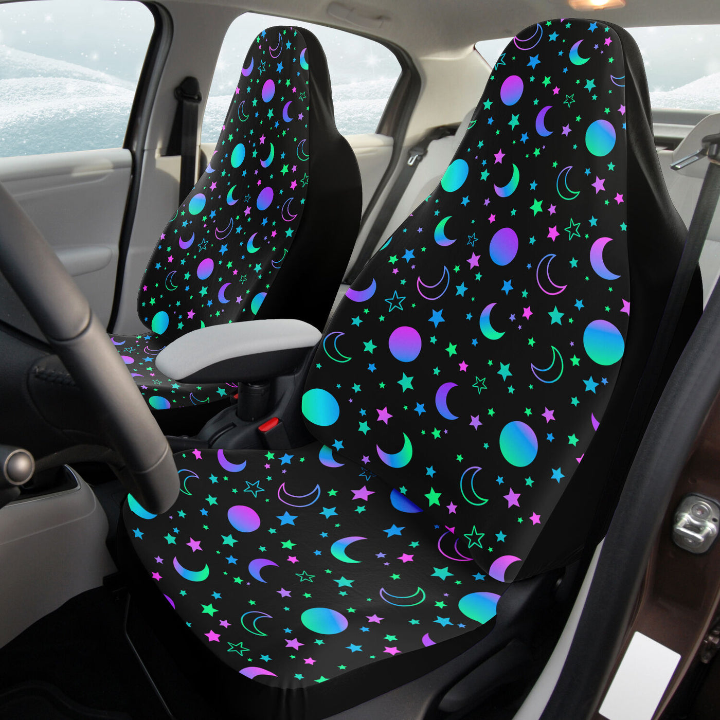 Black Tie Dye Moons & Celestial Bodies 1 | Car Seat Covers