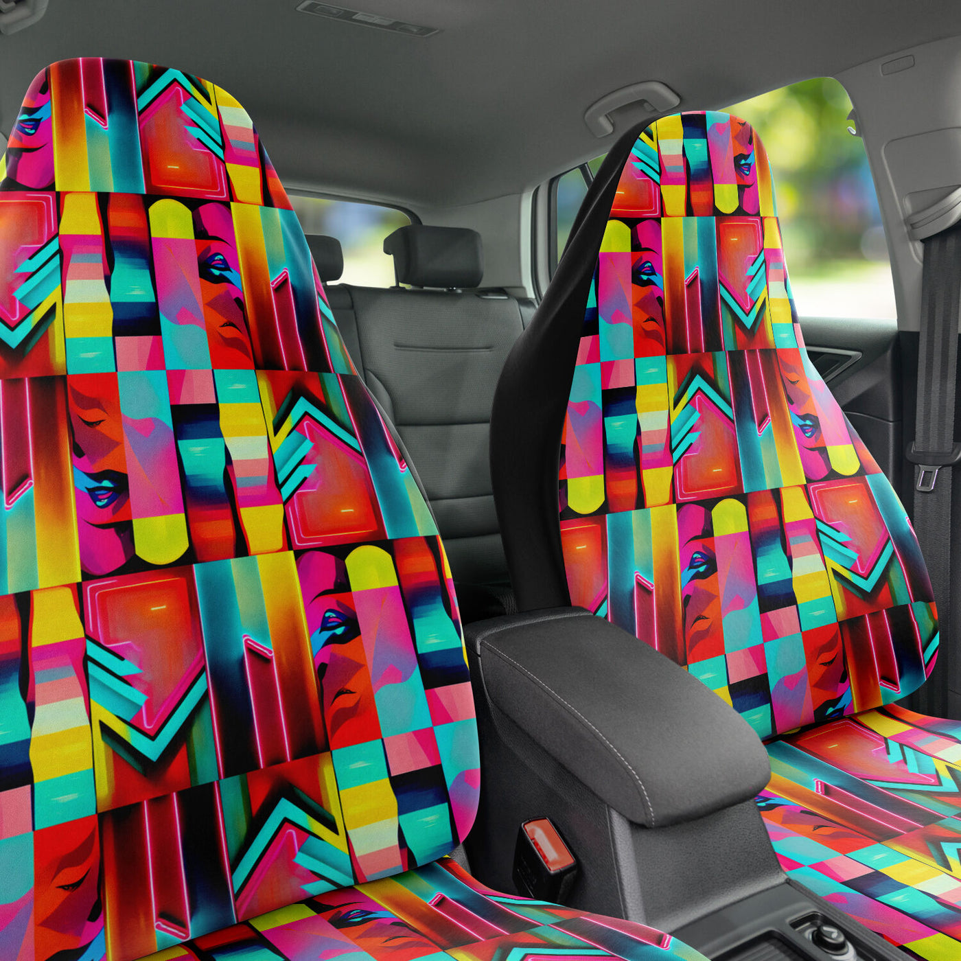 Dark Slate Gray Futuristic Pop Art 3 | Car Seat Covers