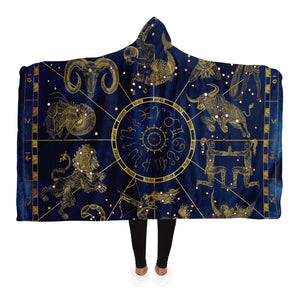 Dark Slate Gray Zodiac Art Boho Blanket Make This The Perfect Zodiac Gift This Year | Hooded Blanket