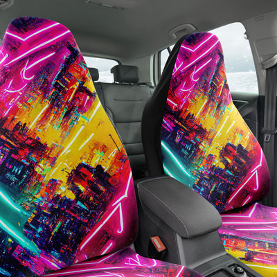 Dark Slate Gray Futuristic Neon 3 | Car Seat Covers
