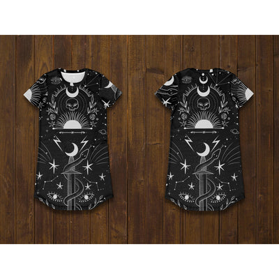 Dark Slate Gray Sun & Moon Celestial 3 | T-Shirt Dress