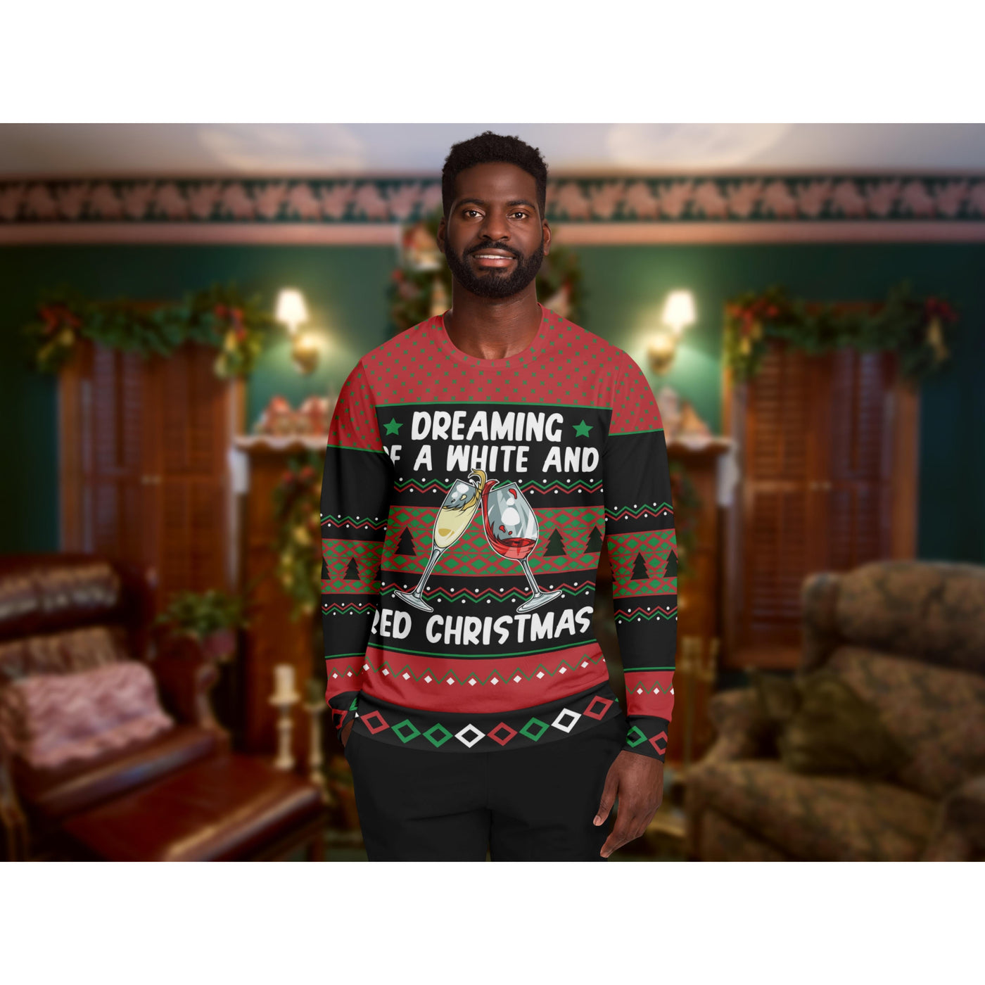 Dark Slate Gray White and Red Christmas | Ugly Xmas Sweater