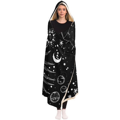 Gray Celestial Symbols 4 | Hooded Blanket