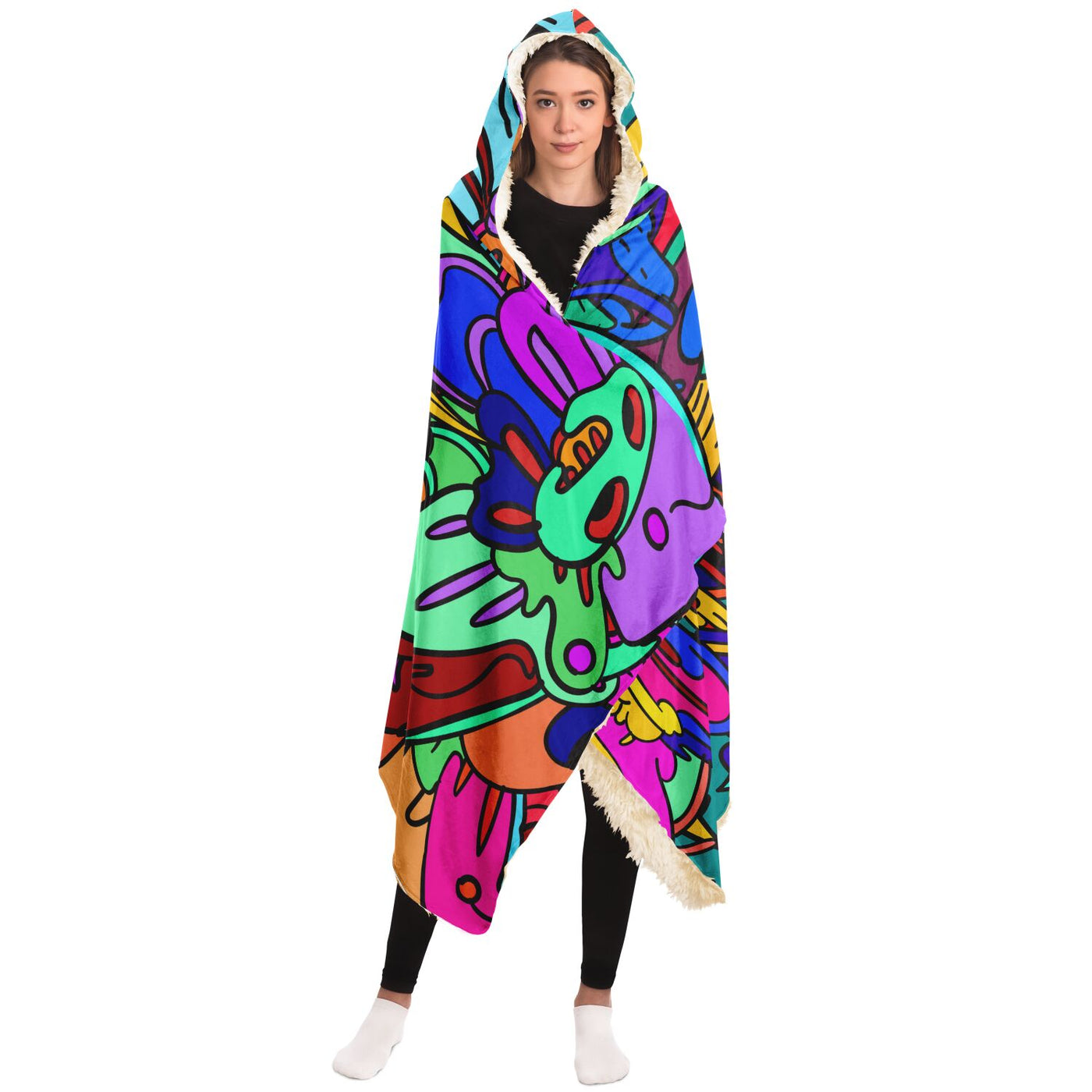 Dark Slate Gray hippie 10 Hooded Blanket-Frontside-Design_Template copy