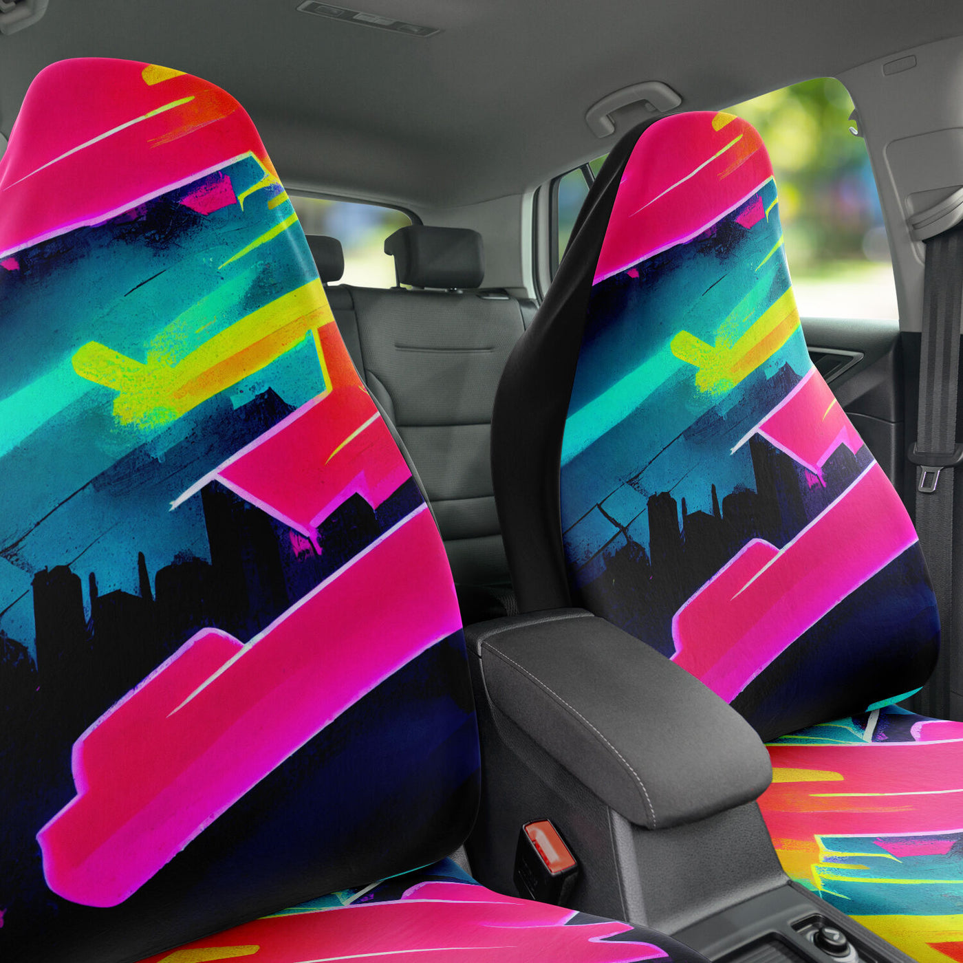Dark Slate Gray Futuristic Neon 6 | Car Seat Covers