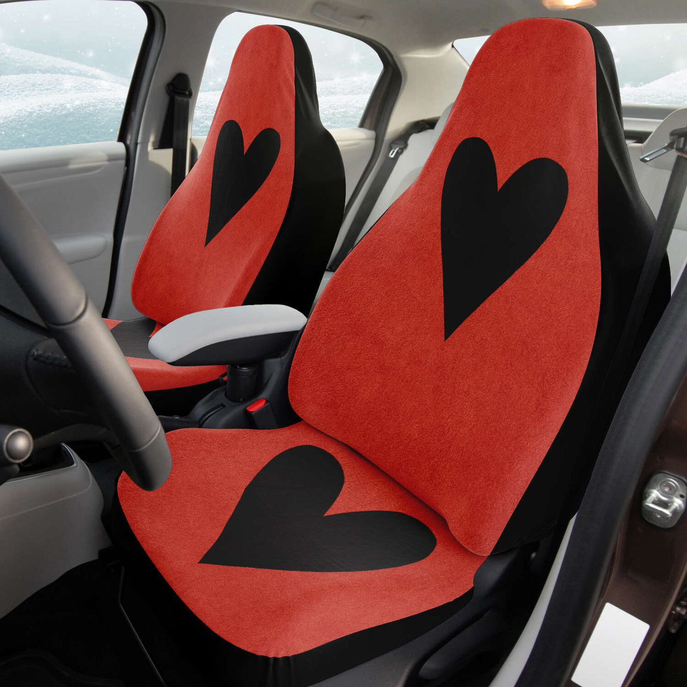 Dark Slate Gray Red Playing Card With A Black Heart Pastel Goth Decor | Car Seat Covers
