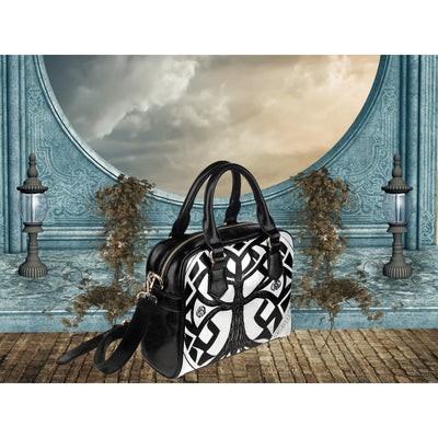 Dim Gray Ancient Tree Of Life | Leather Shoulder Bag