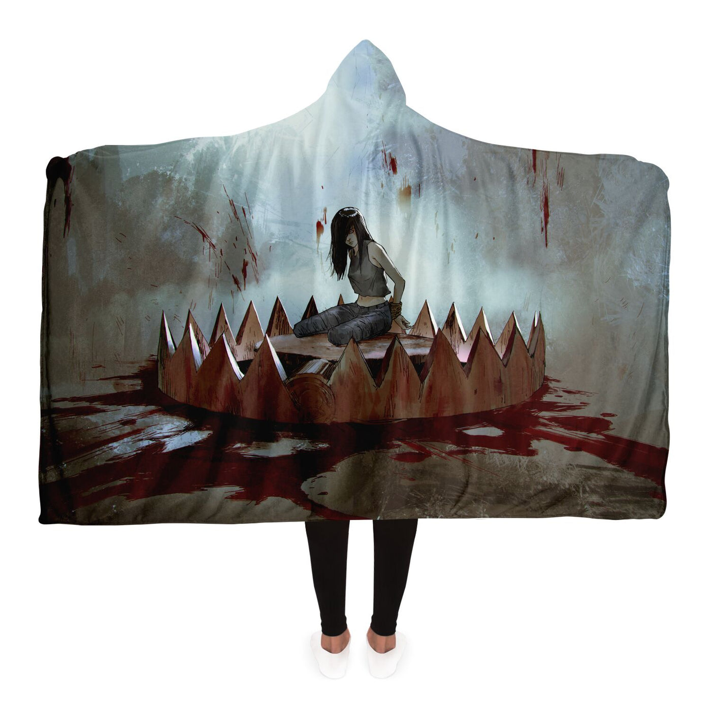 Dark Slate Gray Used As Bait Horror Art | Hooded Blanket