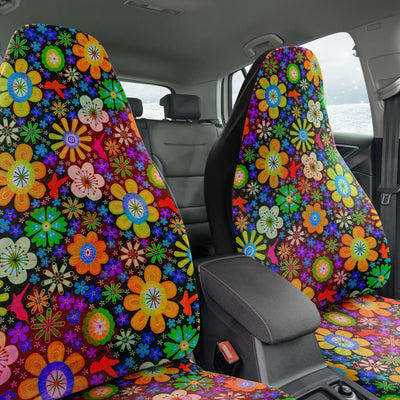 Dark Slate Gray Hippie Tie Dye Neon Art | Car Seat Covers
