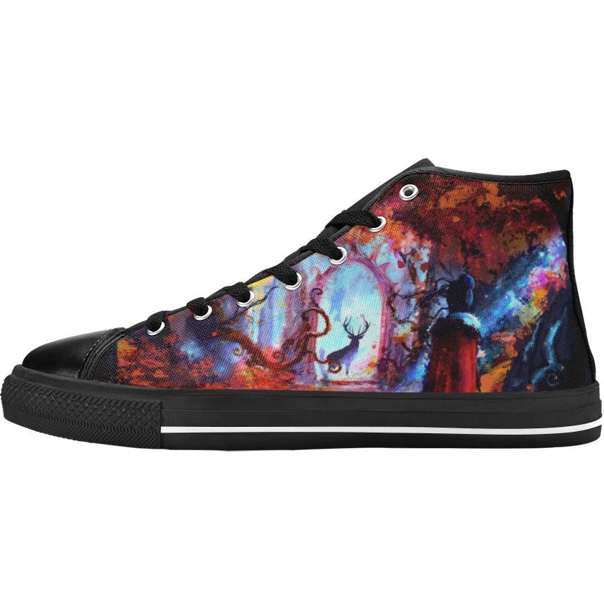 Dark Slate Gray Anime Art Fantasy Forest | Women's Classic High Top Canvas Shoes
