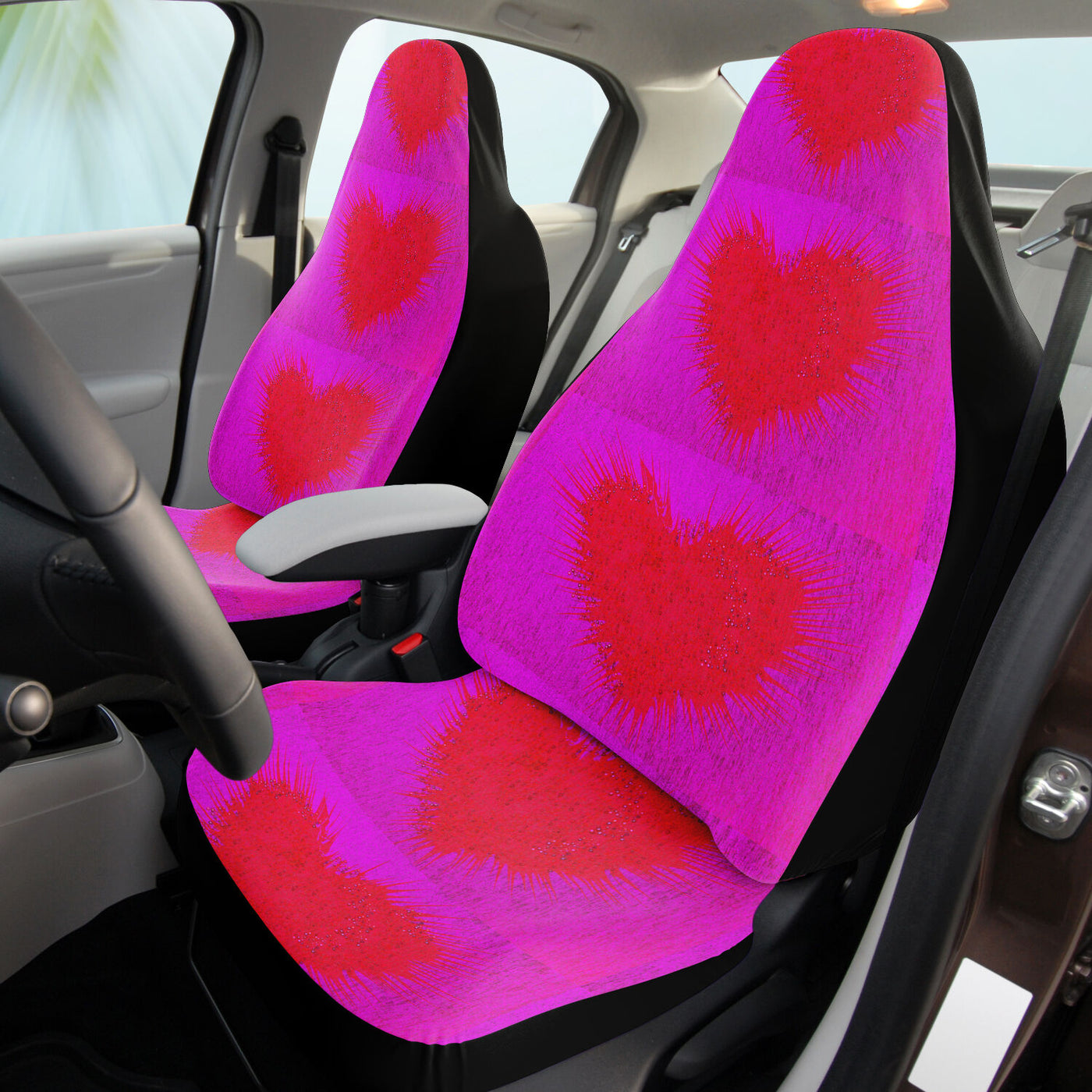 Black Graffiti Hearts red & Pink | Car Seat Covers
