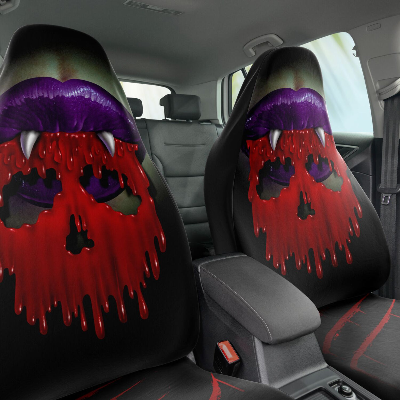 Dark Slate Gray Vampires Kiss Halloween Horror | Car Seat Covers