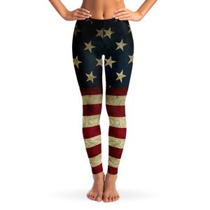 Tan Faded American Flag | Leggings
