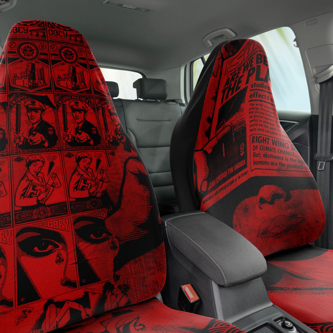 Dark Slate Gray Red Vintage Graffiti Pop Art |  Car Seat Covers
