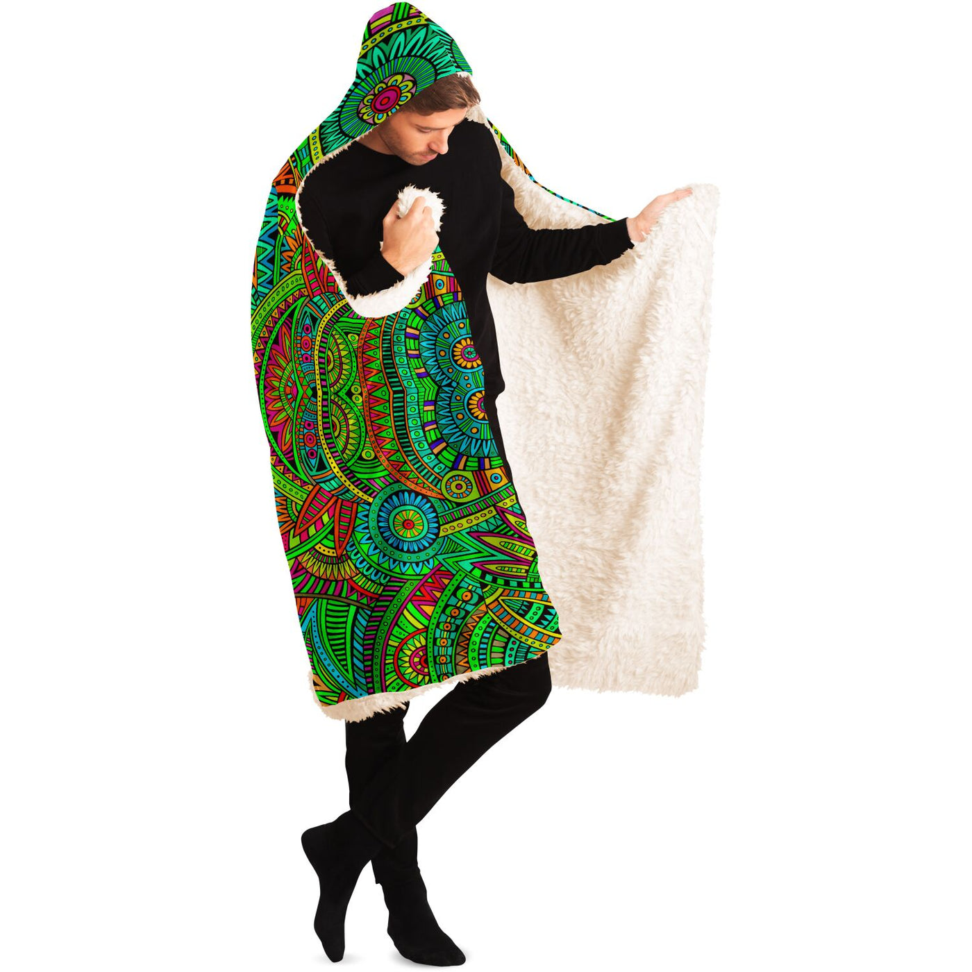 Black Festival Clothes Tribal Lines 22 | Hooded Blanket