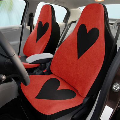 Dark Slate Gray Red Playing Card With A Black Heart Pastel Goth Decor | Car Seat Covers
