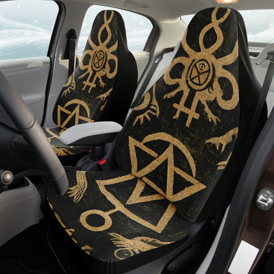 Dark Gray Brown Esoteric Symbols Gothic | Car Seat Covers