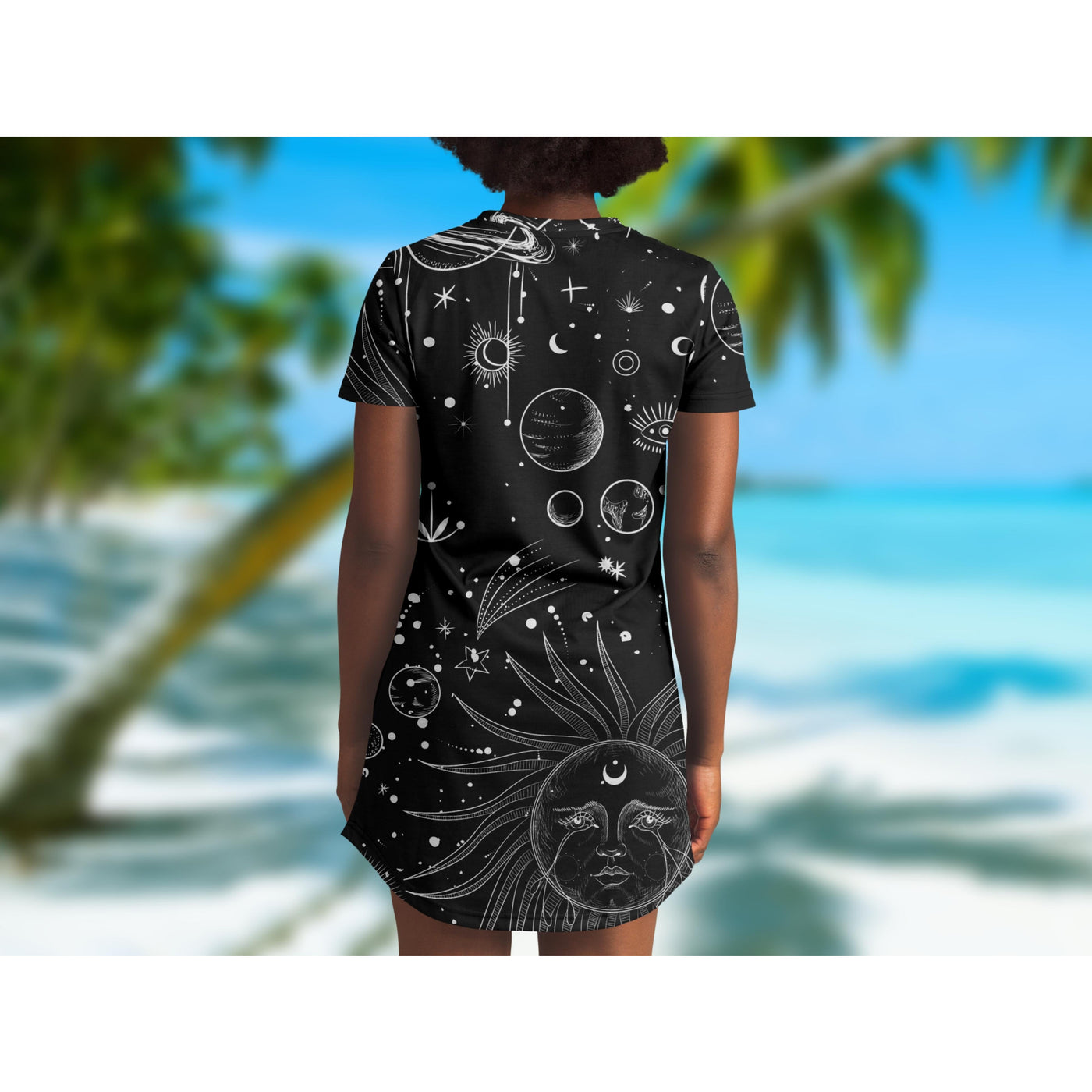 Dark Slate Gray Sun & Moon Celestial 5 | T-Shirt Dress