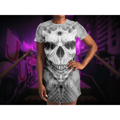 Black Skull Faced Grin | T-Shirt Dress