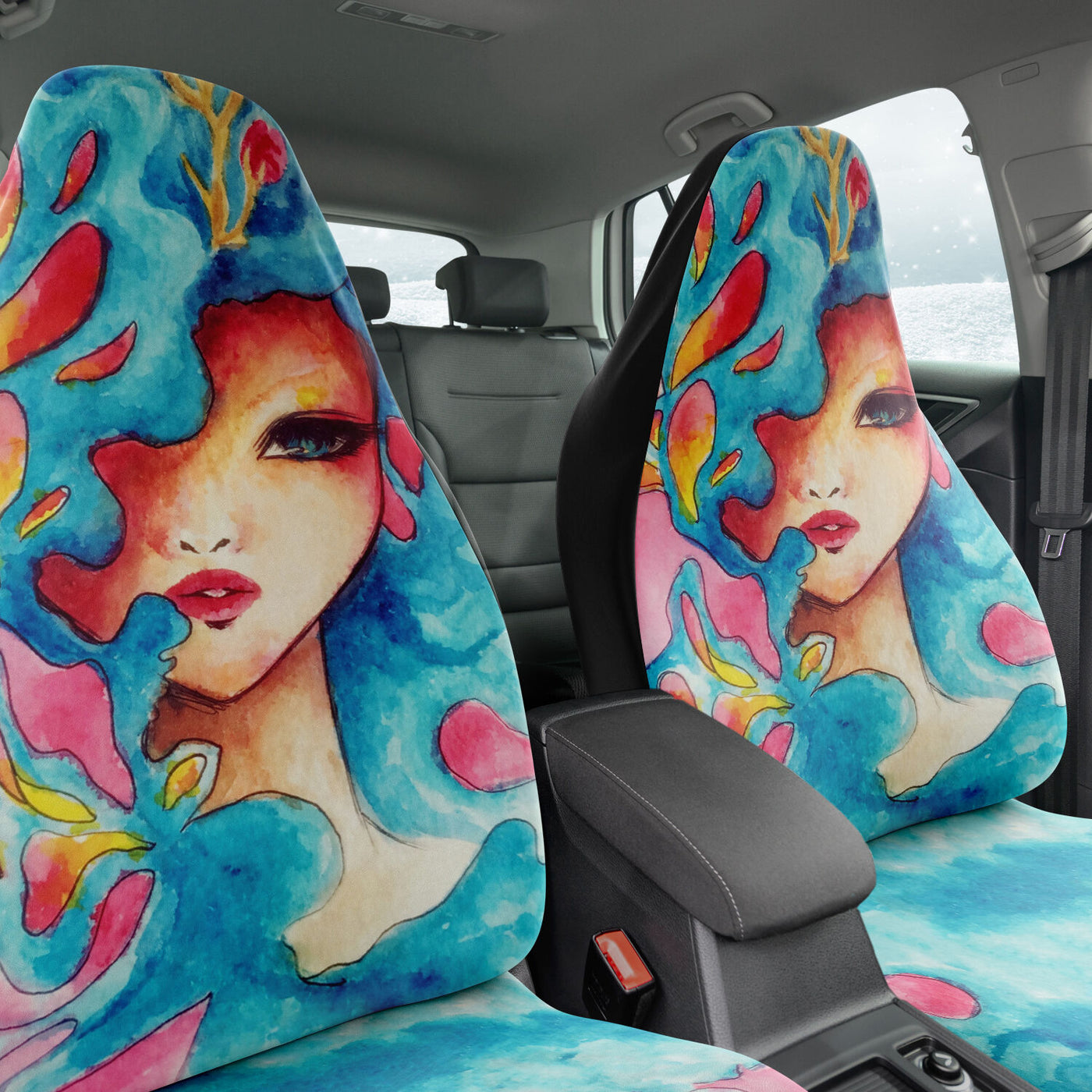 Dark Slate Gray Gia Watercolor Art | Car Seat Covers