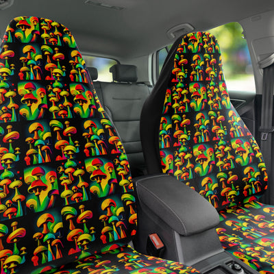 Dark Slate Gray Trippy Magic Mushrooms | Car Seat Covers