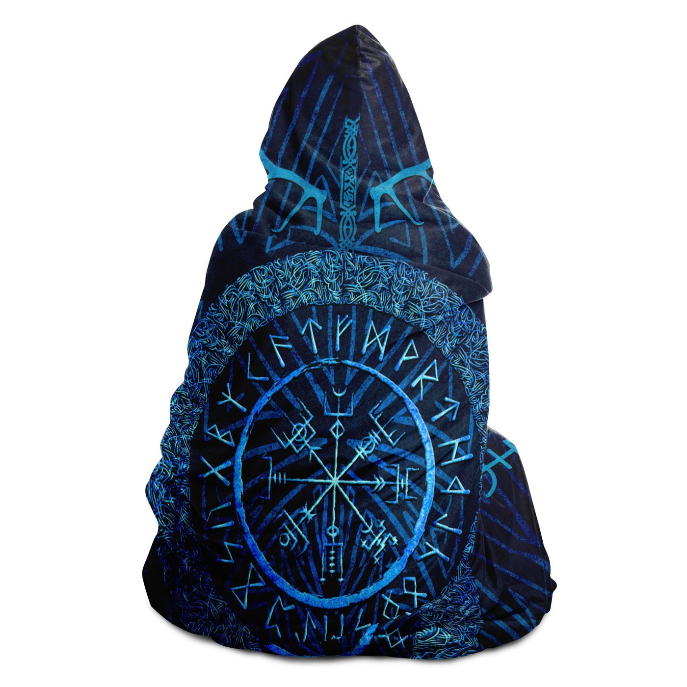 Black Celtic Runes Return To Nature | Hooded Blanket