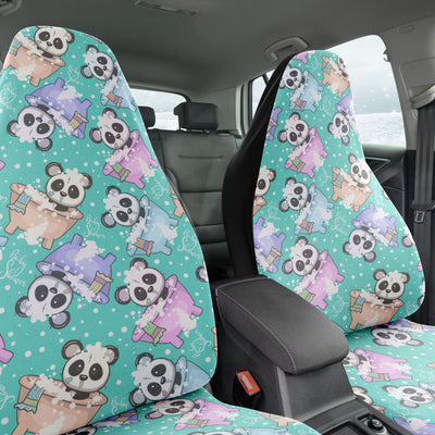 Dark Slate Gray Cute Kawaii Panda Bath time Anime Decor | Car Seat Covers