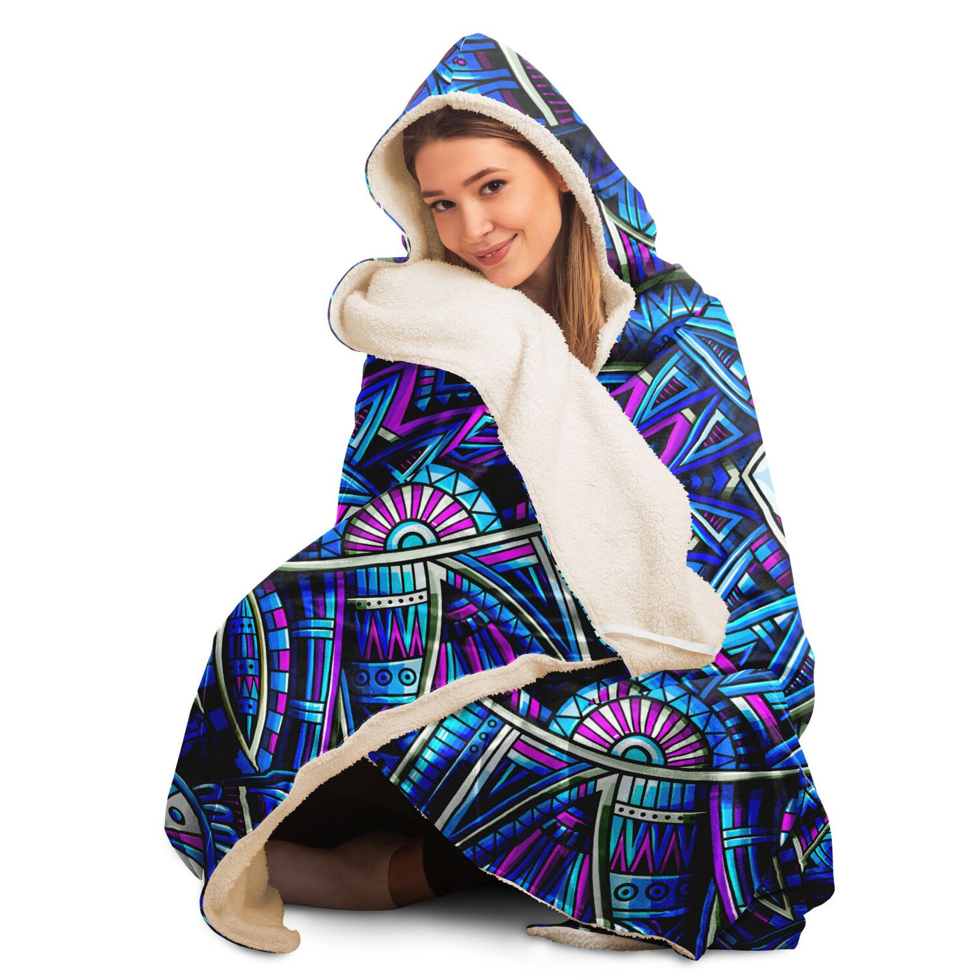 Light Gray Festival Clothes Tribal Lines 2 | Hooded Blanket