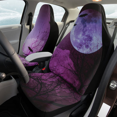 Dark Slate Gray Purple Witches Moon & Bats | Car Seat Covers