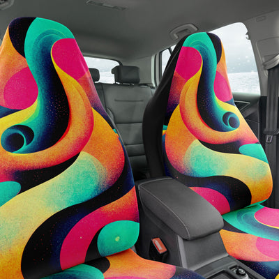 Dark Salmon Trippy Pastel Tie Dye Pop Art | Car Seat Covers