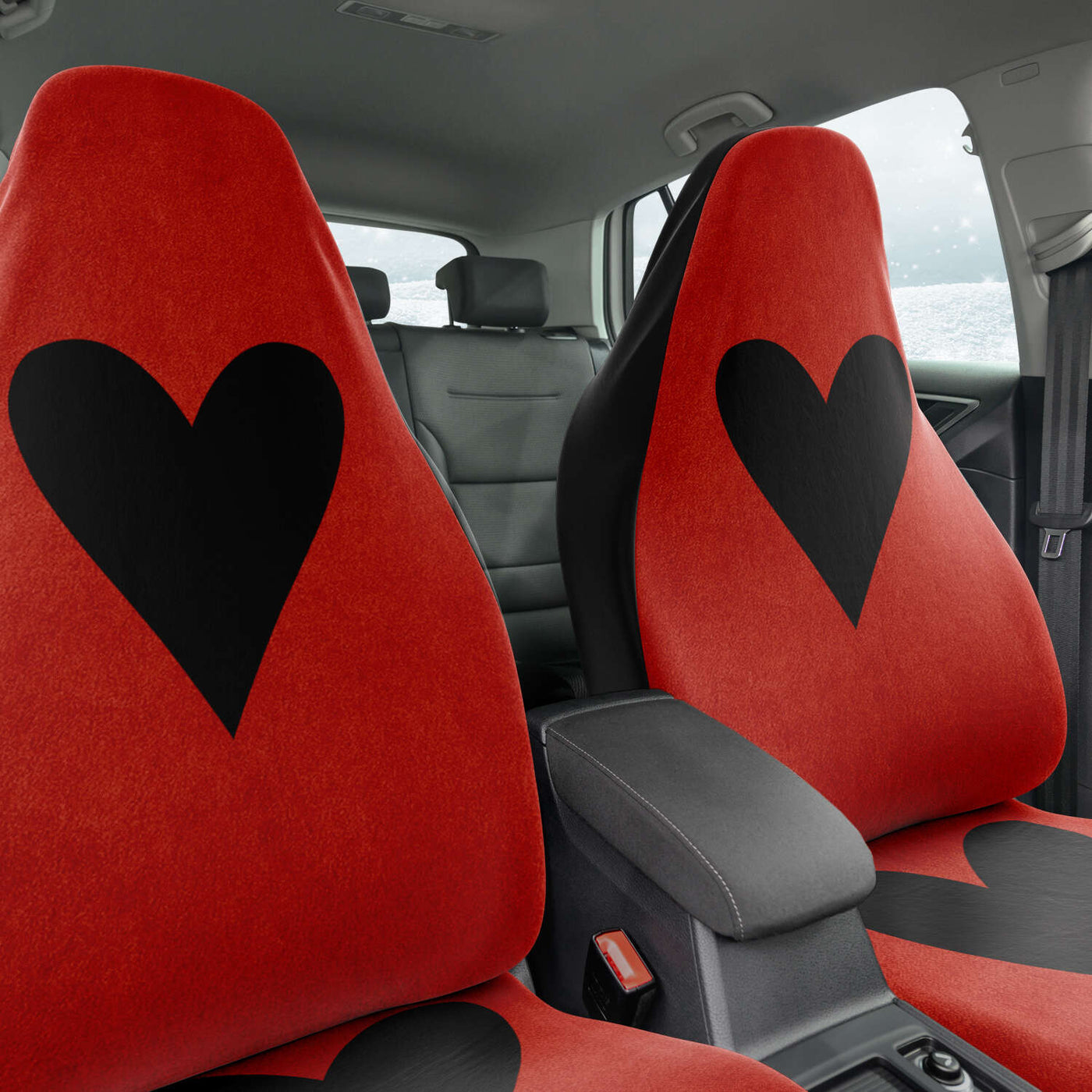 Saddle Brown Red Playing Card With A Black Heart Pastel Goth Decor | Car Seat Covers