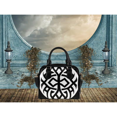 Slate Gray Esoteric Symbols 3 | Leather Shoulder Bag