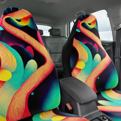 Dark Salmon Trippy Pop Art Pastel Paper Shapes | car Seat Covers