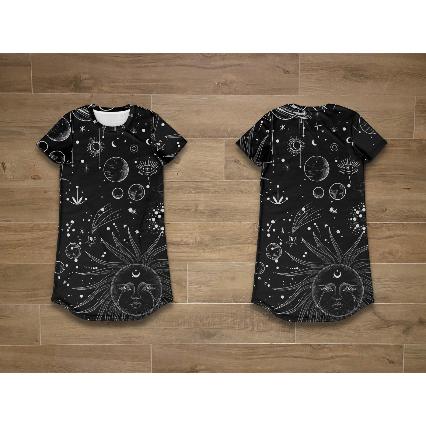 Dim Gray Sun & Moon Celestial 5 | T-Shirt Dress