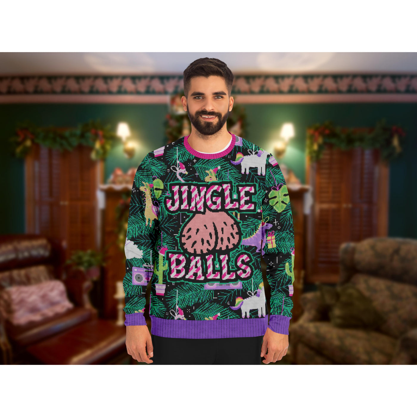 Dark Slate Gray Jingle Balls | Ugly Xmas Sweater