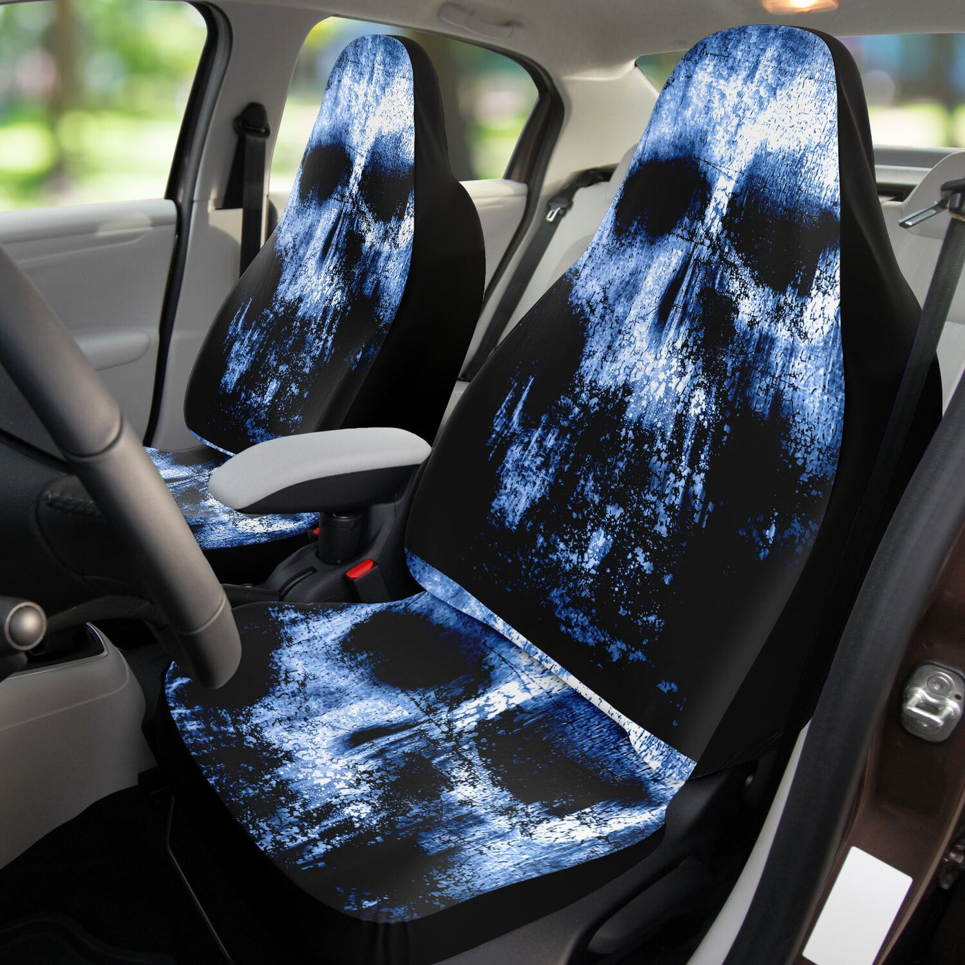 Black Grunge Skulls Blue Horror | Car Seat Covers