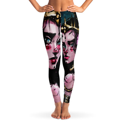 Rosy Brown Twin Fauns In The Forest | Leggings