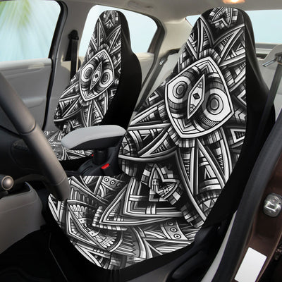 Light Gray Tribal Line Art 6 BW | Car Seat Covers