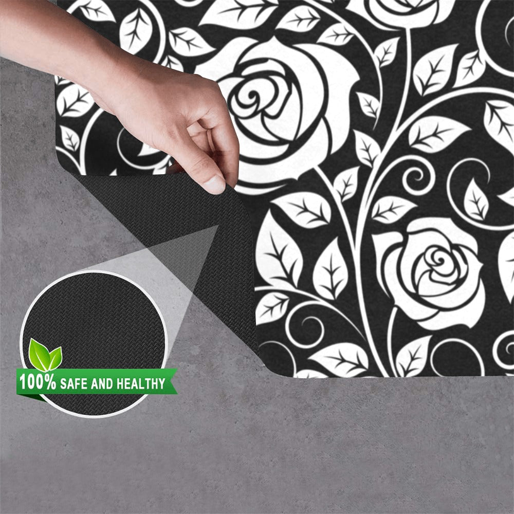 Slate Gray Roses BW | Doormat