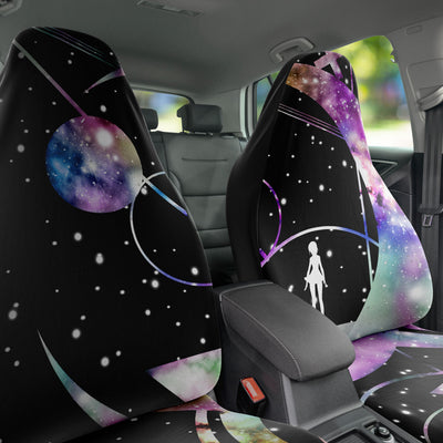Dark Slate Gray Tie Dye Fantasy Dancing On The Moon | Car Seat Covers