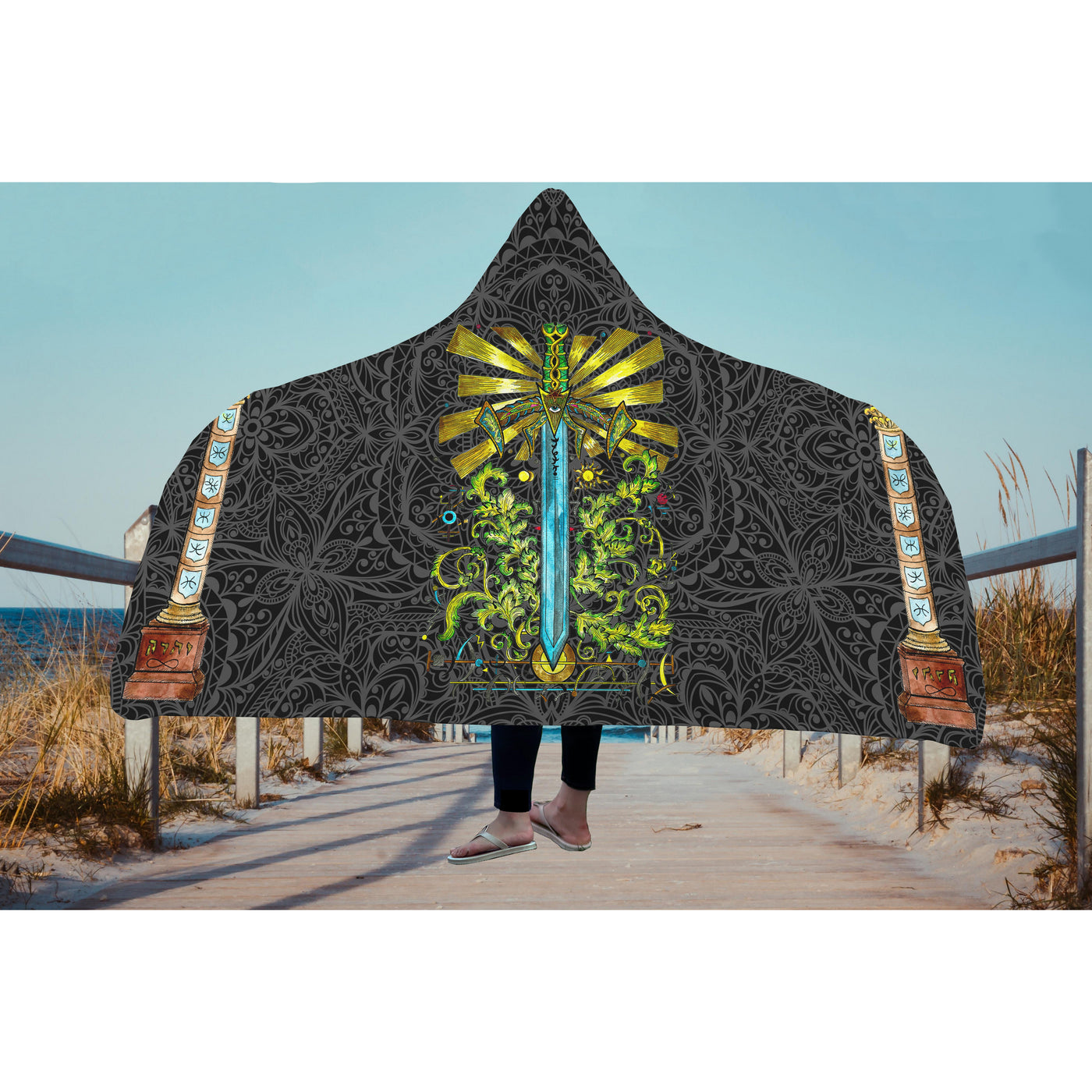 Dark Gray witchy 28 Hooded Blanket-Frontside-Design_Template copy
