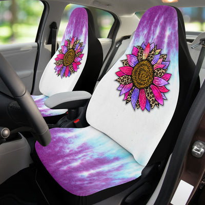 Dark Slate Gray Sunflower Purple & White Tie Dye 2 | Car Seat Covers