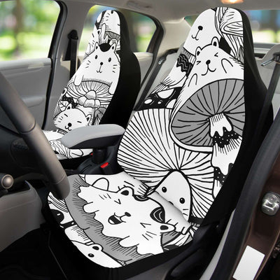 Beige Cute Cat Mushroom | Car Seat Covers