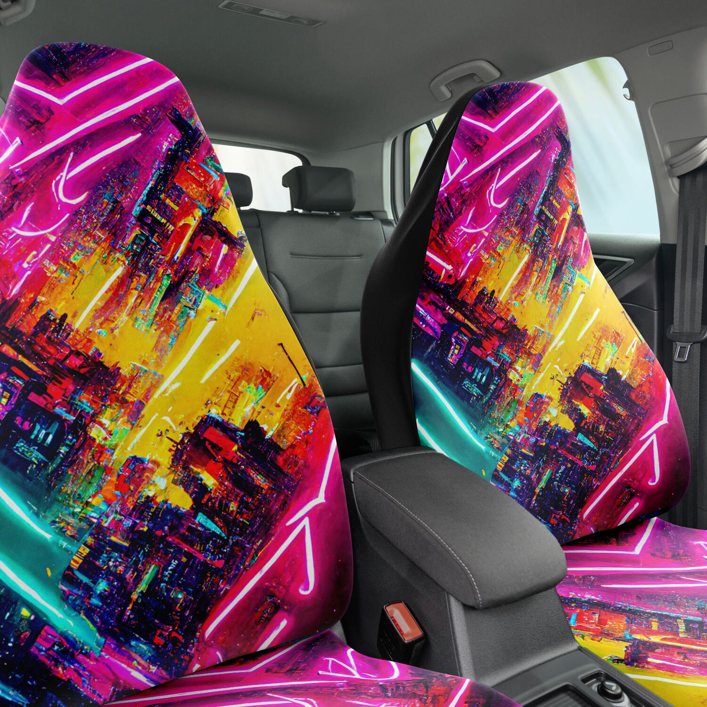 Dark Slate Gray Futuristic Neon 3 | Car Seat Covers