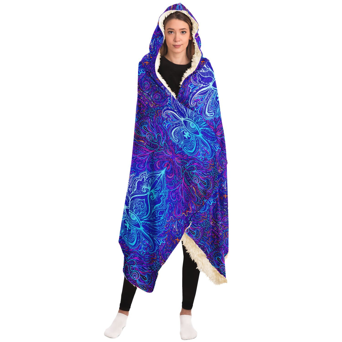 Dark Slate Blue hippie 19 Hooded Blanket-Frontside-Design_Template copy