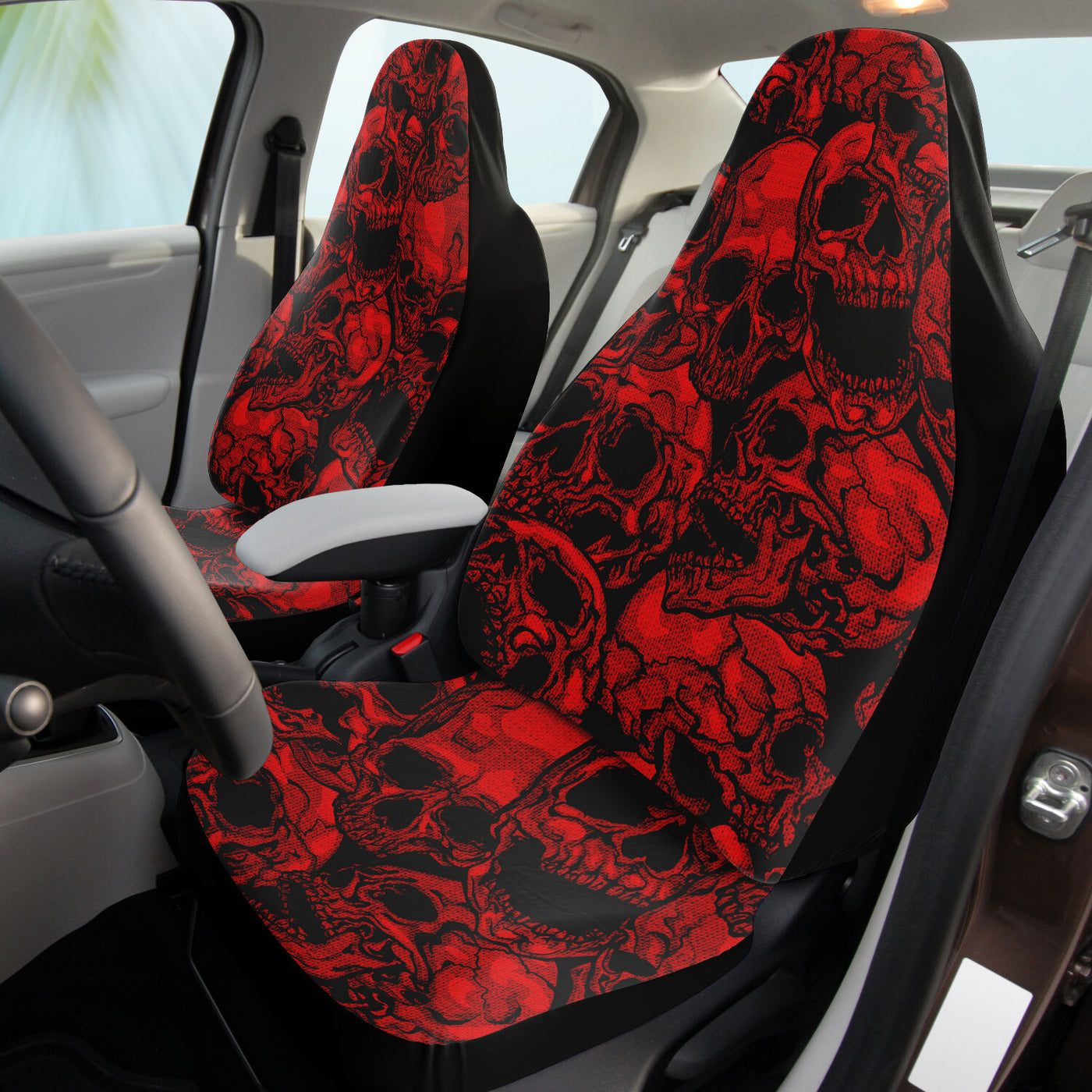 Black Red Screaming Skull Decor Goth | Car Seat Covers