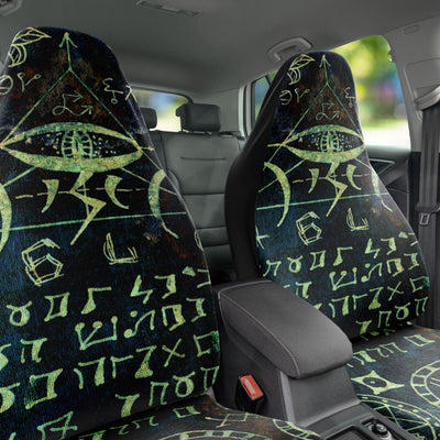 Dark Slate Gray Green Esoteric Symbols 2 | Car Seat Covers