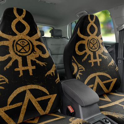 Dark Slate Gray Brown Esoteric Symbols Gothic | Car Seat Covers